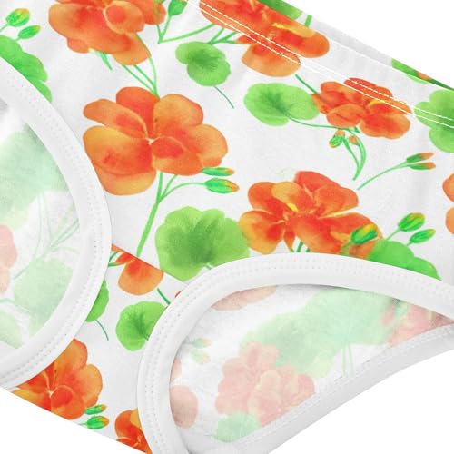 Girls Underwear Toddlers 2t Cotton Panties Little Girl Artistic Briefs Undies Kids Geranium Flowers Green Pink4