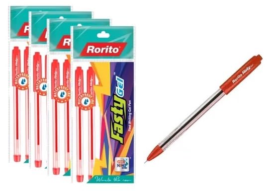 FIRST CLICK Fasty Red Gel Pens 0.6mm Metal Tip, Waterproof Inks gel writings, Pack of 35 Red Pen.