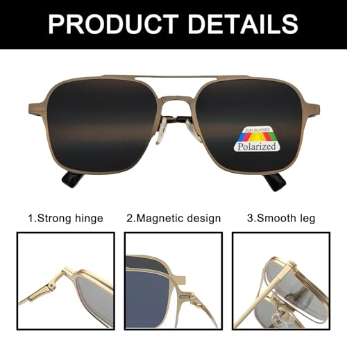 Image of 3in1 Magnetic Clip On Sunglasses Polarized For Women Mens Blue Light Glassess Aviator Stylish Eyewear for Drivers