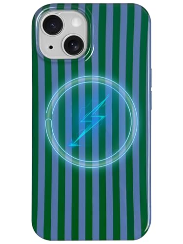 Coque iPhone 15 TPU souple MagSafe antichoc verte bleue pour femme