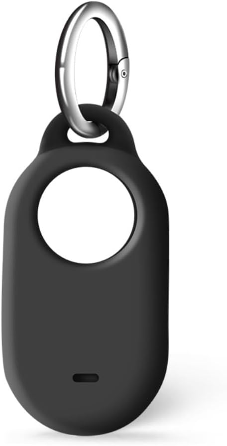 Silicone Case for Samsung SmartTag2, Silicone Cover with Keychain for Samsung Galaxy Smart Tag2 (Black)