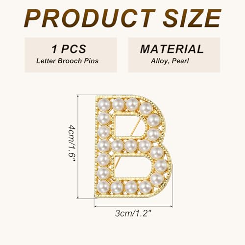 Image of PATIKIL Letter Brooch Pins, Pearl Initial Alphabet Letter Lapel Badges Pin for Women Men Girl Wife Suits