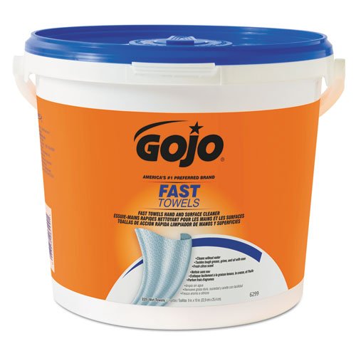 Gojo Fast Wipes Hand Cleaning Towels 9" X 10" Bottle 225 Pre-Moistened Towels