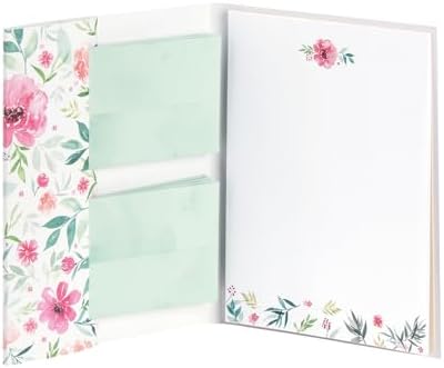 Vintage Briefpapier Set Mit Blumenmuster - 24 Briefbögen & Umschläge In Dunkelgrün Mit Gold-Siegel