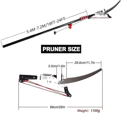 Professional Telescopic Tree Pruner 7.2M, Heavy-Duty Gardening Tool with Tempered Steel Blade, Ideal for Pruning Branches and Leaves, Extendable Pole Lopper for Easy Trimming