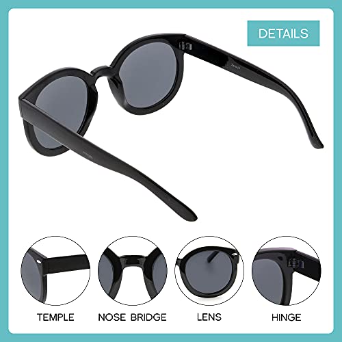 Image of zeroUV - Round Retro Oversized Sunglasses for Women with Colored Mirror and Neutral Lens 53mm