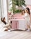 ROBOTIME Holz Puppenbett für Kinder, Baby Puppenbett mit Aufbewahrungsschrank und Bettwäsche, Puppenbett geeignet für Puppen bis 22 Zoll, Kleinkinder ab 3 Jahren (Rosa)