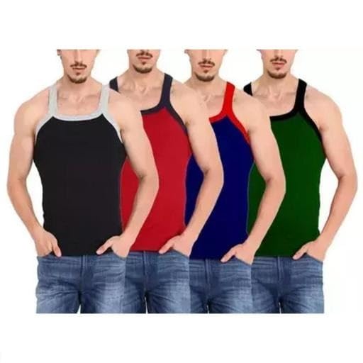 Men Cotton Vest Pack of 4 | Sleeveless Baniyan Sando Ganji Inner | Comfortable Gym Vest for Daily-image-8