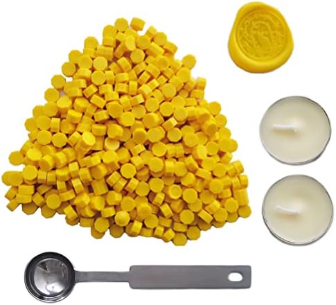 Sealing Wax Beads, AMTOL 300 Pcs Wax Sealing Beads with 2 Pcs White Candles and 1 Pcs Wax Melting Spoon, Great for Wedding Invitations,Cards Envelopes, Gift Wrapping (Bronze)