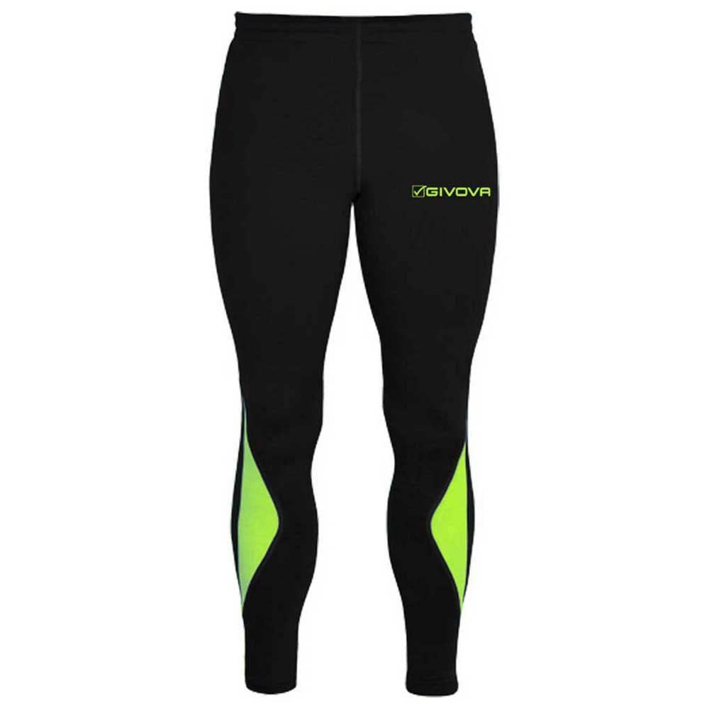 Givova Running Long Pant Nero/Giallo Fluo Tg. 2XL