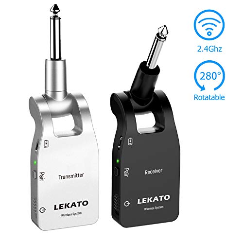 LEKATO Wireless Guitar Transmitter Receiver 2.4G Rechargeable 6 Channels 30M Transmission Range Wireless