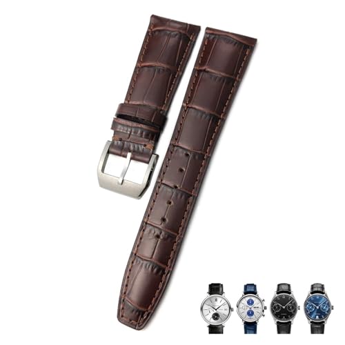 Bracelet montre cuir véritable grain alligator marron 20mm pour passionnés