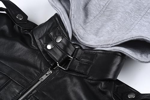 Embrace Cyber-Punk in the Halloween Samurai Black Hooded Gaming 100% real leather Jacket4