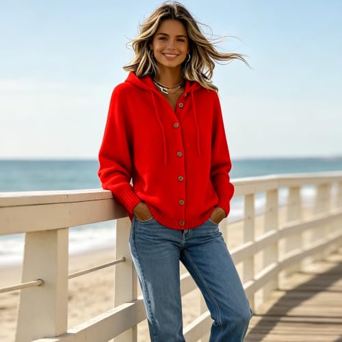 Womens Knit Hooded Cashmere Sweater