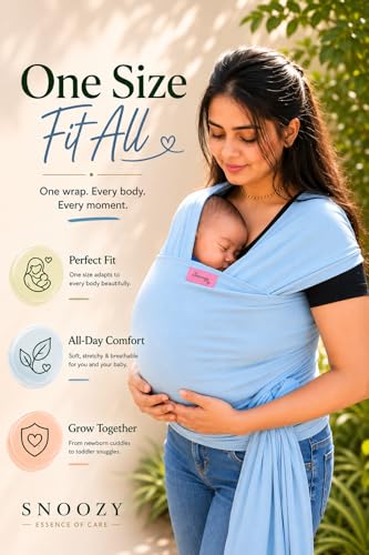 Image of Snoozy Kangaroo Baby Wrap Carrier - Soft Stretchy Newborn Sling, Ergonomic Hands-Free Infant Carrier for Kangaroo Mother Care