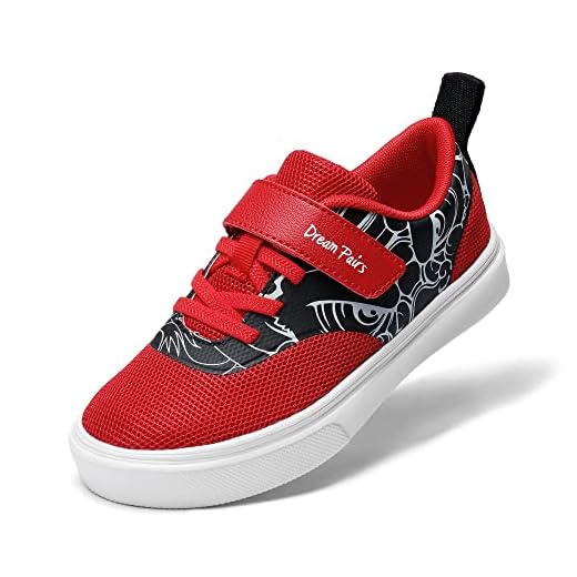 DREAM PAIRS Boys Girls Shoes Casual Running Tennis Athletic Walking Sneakers for Toddler/Little Kids Black/Red Size 11 Little Kid SDFS2214K