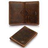 A-SLIM Bifold Leather Wallet Card Holder | Slim Bifold Wallet for Men | RFID Blocking Card Holder | Compact Design for Men’s & Women’s Wallet | Doku (Raw Tan)