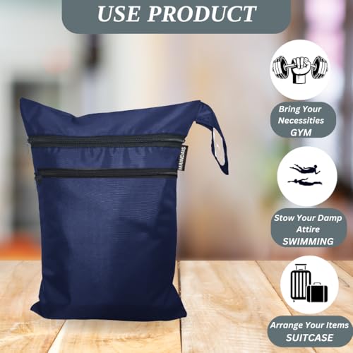 Image of Waterproof Wet Bag, Washable, Reusable for Travel, Beach, Pool, Stroller, Diapers, Dirty Gym Clothes, Wet Swimsuits,Toiletries with Extra Pocket Zipper(Pack of 2) (Pack of, Blue)