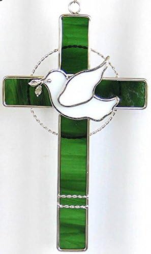 CYOIDAI Glass Cross with Dove - Green