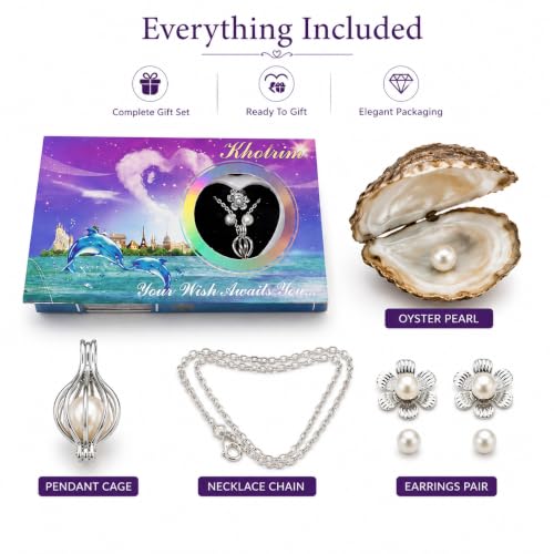 Image of Love Wish White Pearl Kit - Your Own Pearl Pendant love pearl necklace kit with Earrings Valentine Gifts for Girlfriend Romantic Gift for Her on Birthday