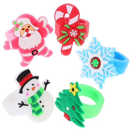 Anillos Navideños de Plástico Toyvian para Regalos de Amigo Invisible Escolar y Cotillón