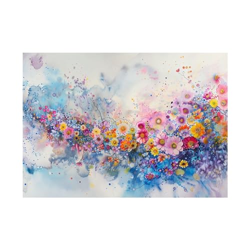 Peinture abstraite florale affiche de qualité salon 70x90cm