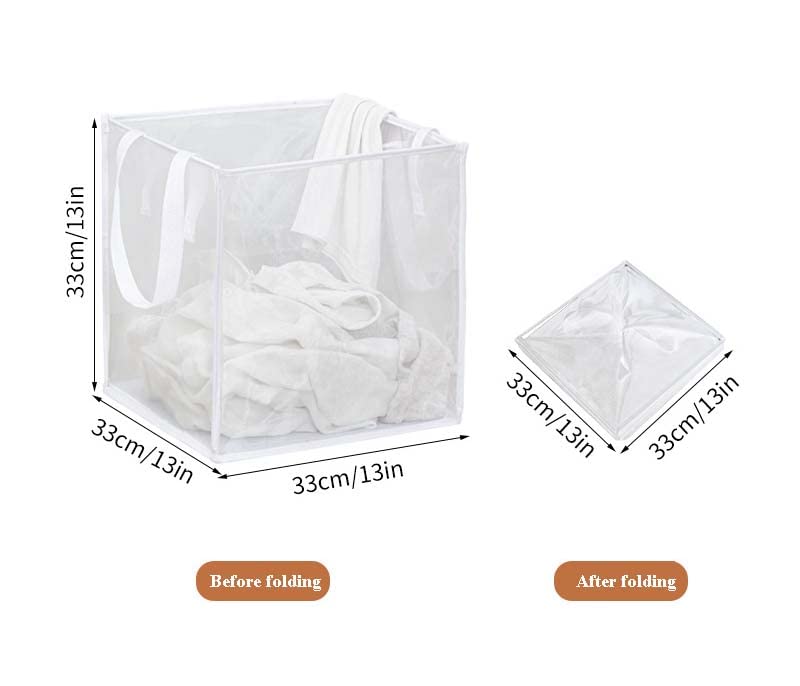 Kamuavni Foldable Laundry Hamper Mesh Laundry bags For Laundry Room,Foldable Clothes Basket For Bathroom, Livingroom,Dorm Or Travel 13 * 13 * 13inch (one Layer), White