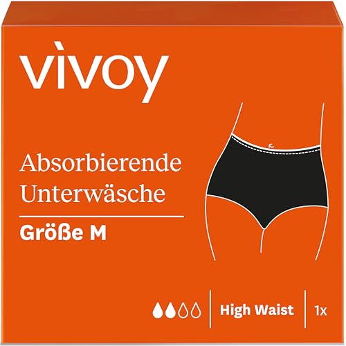 Vivoy Discreet absorbierende Unterwäsche High Waist M schwarz, diskrete Hygienewäsche, saugstark bei leichter Blasenschwäche, waschbare und wiederverwendbare Inkontinenzunterwäsche für Damen
