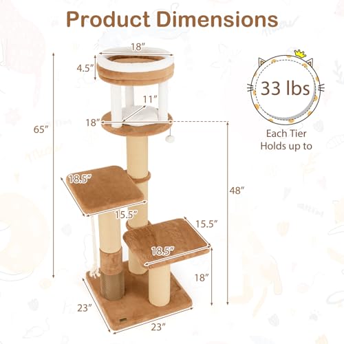 PETSITE árbol para gatos moderno 65 in alto miniatura 4
