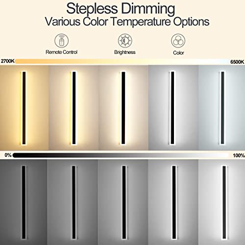 ZTWLEED LED Outdoor Wall Lights,16W Dimmable Wall Lamp with Remote Control,3000K/4000K/6000K,Waterproof Exterior Acrylic Long Outdoor Wall Light for Garden Villa Porch Terraces Garage,80CM - Image 3