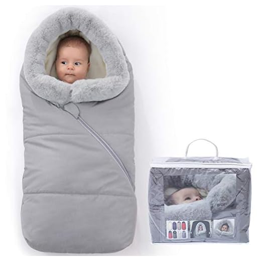 Orzbow Sacos Carrito Bebe Universal,Inviern Saco Silla Paseo,Saco Capazo Cochecito Bebe con Cuello de Piel Impermeable a Pruebade Viento Forro de vellón Polar (Gris Claro)
