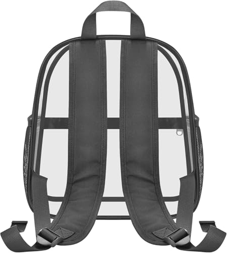 Image of Busiuw Clear Backpack for Stadium Events 12x12x6 Mini Small Sports Fan Backpacks with Front Pocket for Concert Sport Events Work Travel(Charcoal Gray)