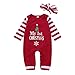 Loalirando Pagliaccetto Neonato Natale Unisex 2 Pezzi Tutina con Cappello My First Christmas Costume da Babbo Natale 0-24 Mesi Regalo Natale (Rosso&My 1st, 3-6 Mesi)