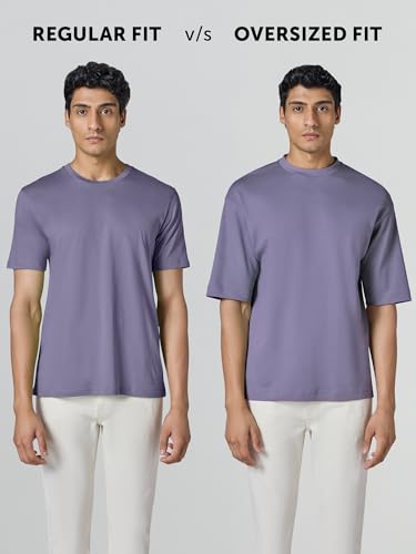 Image of XYXX Drift Oversized Tshirt for Men | 100% Combed Cotton | Solid Roundneck Drop Shoulders Half-Sleeve T Shirt