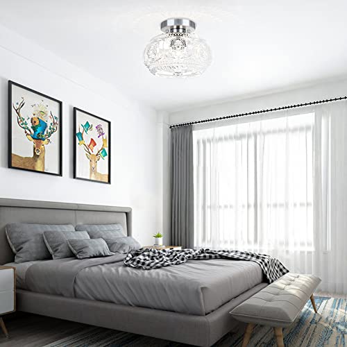 Image of Globe Glass Semi Flush Mount Ceiling Light Fixture, Brushed Nickel