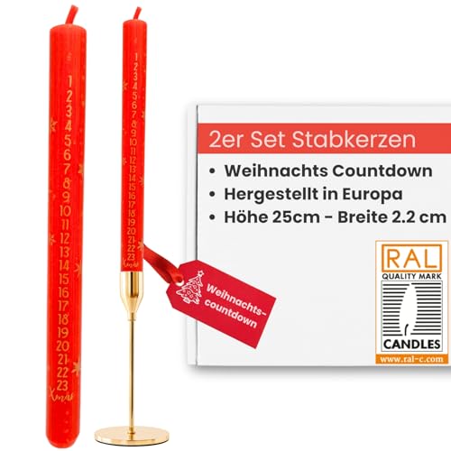 2er Set Adventskerzen Weihnachtskerzen 1-24 Weihnachts-Countdown...