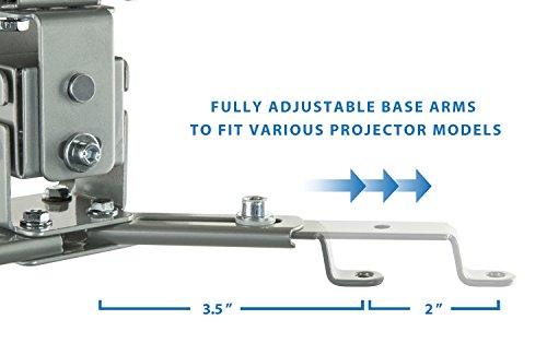Mount-It! Projector Ceiling Mount For Epson, Optoma, Benq, Viewsonic Lcd/Dlp Projectors With Adjustability, Compact Universal Bracket Design, 44Lb Load Capacity, Silver #TOP3