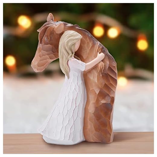 LUCKYBUNNY Truly a Friend Guardian Angel Statues, Sculpted Hand-Painted Girl Embracing Horse Figurines, Horse Lover Gifts, Cowgirls Gifts, Horse Loss Remembrance Gifts, Birthday