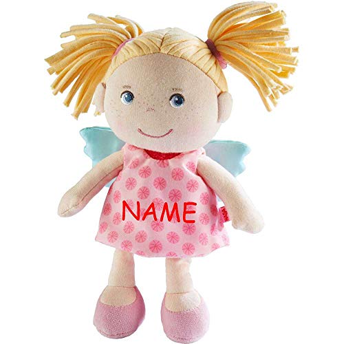 HABA Finja 304103 Schutzengel mit Namen Bestickt Baby Geschenk zur Geburt Puppe Glücksbringer Kinder Stoffpuppe