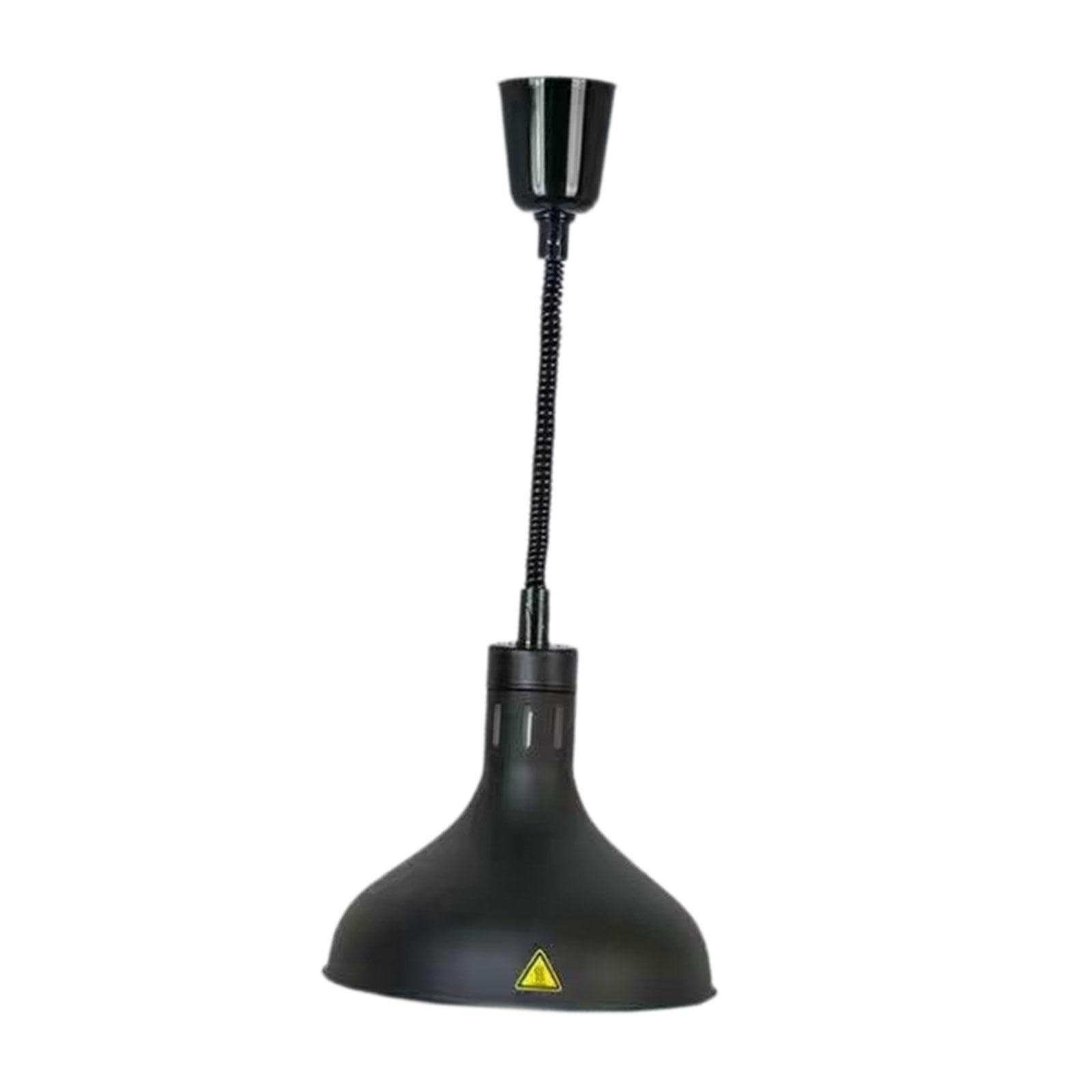 Lámpara Calefactora Extensible para Alimentos con Soporte de Techo Y Base E27 Acero Inoxidable para Buffet Restaurante Cafetería Cocina, Negro, Individual