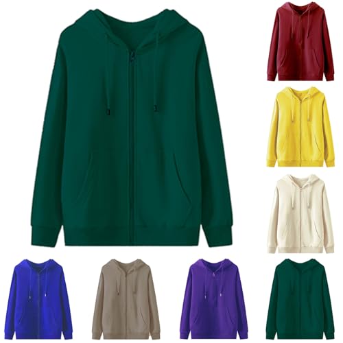 Mens Hoodies Long Sleeve Zipper Solid Color Drawstring Hooded Cardigan with Pocket Workout Sweatshirts Fall Clothes