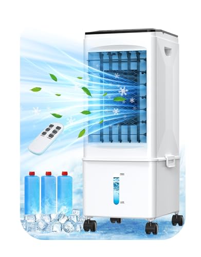 La mejor comparación de Enfriador de Aire los más solicitados. 49 Aire Acondicionado Portátil de 10L, Silenciosa & Enfriamiento Rápido, 4 EN 1 Enfriador de Aire Portatil, Ventilador Aire Acondicionados Móvil con Control Remoto para Hogar...