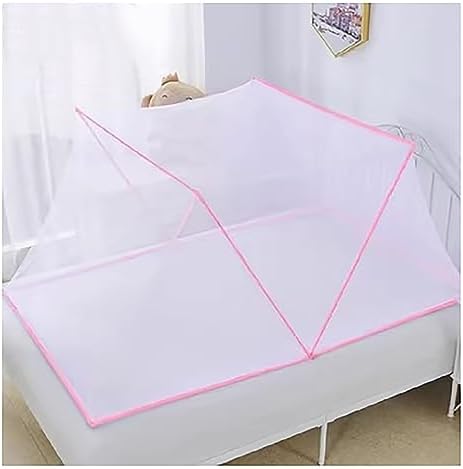 Indoor Bed Portable Canopy Tents Foldable Mosquito Net Bed Canopy Tent Bed Folding Canopy Net Tent Mosquito Screen,Pink,1.35m