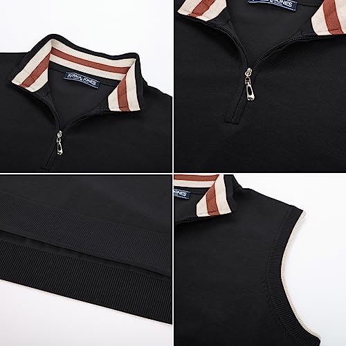 PJ PAUL JONES Mens Sweater Vest Quarter Zip Vest Sweater Stand Collar Contrast Stripes Pullover Knitwear Vest4