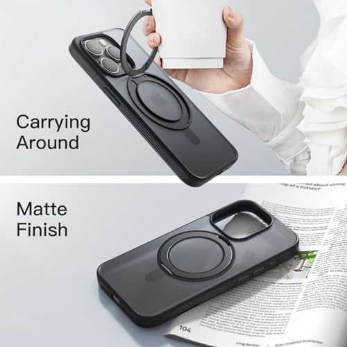 Image of JETech 360 Rotatable Ring Stand Case for iPhone 15 Pro Max, Black Titanium