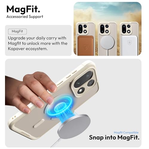 Image of KAPAVER Mag-X Sandstone Back Cover Case Compatible with MagSafe, Magnetic Case for OnePlus 15 (Mag-X Stand Storm)