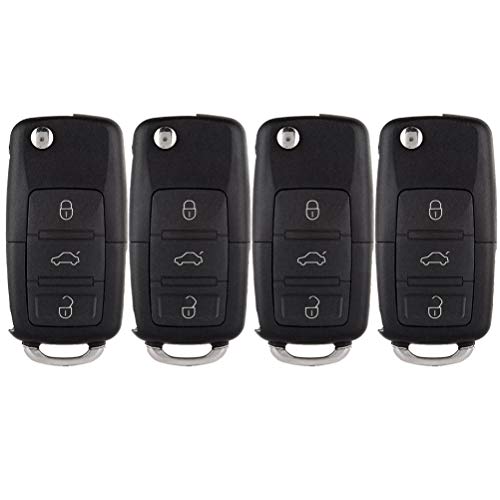SELEAD Flip Key Fob 4 Buttons Keyless Entry Remote SHELL CASE fit for 2002-2010 for Volkswagen for Golf for Jetta for Passat Antitheft Keyless Entry Systems HLO1J0959753AM 4pcs