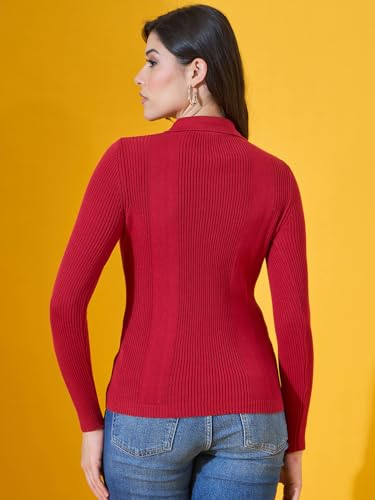 Image of 98 Degree North Women Spread Collar Sweater-G1577-BLACK