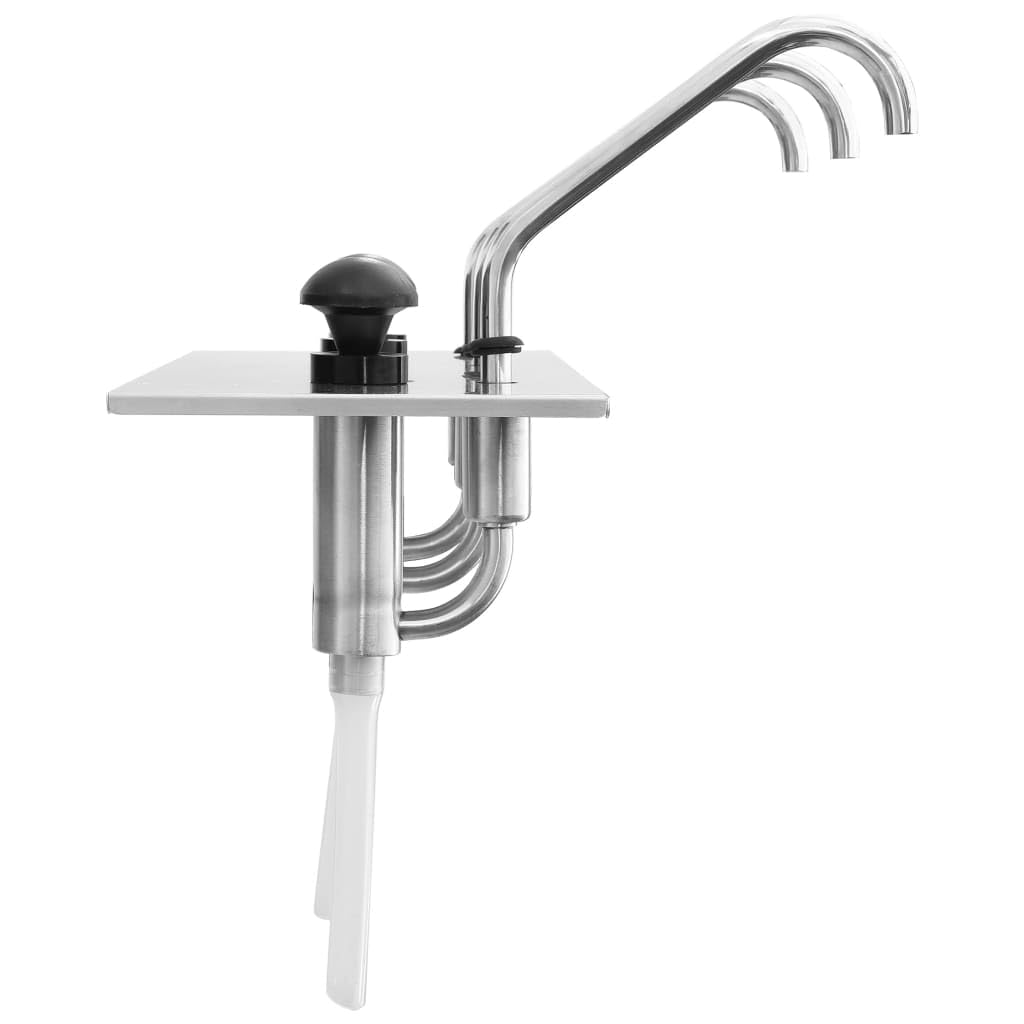 Dispensador de salsas de acero inoxidable de 3 x 3,5 l, dispensador de especias para cocina y mesa de comedor, diseño moderno con 3 recipientes grandes, ideal para buffet, barbacoa y