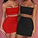 BEAGIMEG Women's Ruched Cami Crop Top Bodycon Skirt 2 Piece Outfits Dress Black